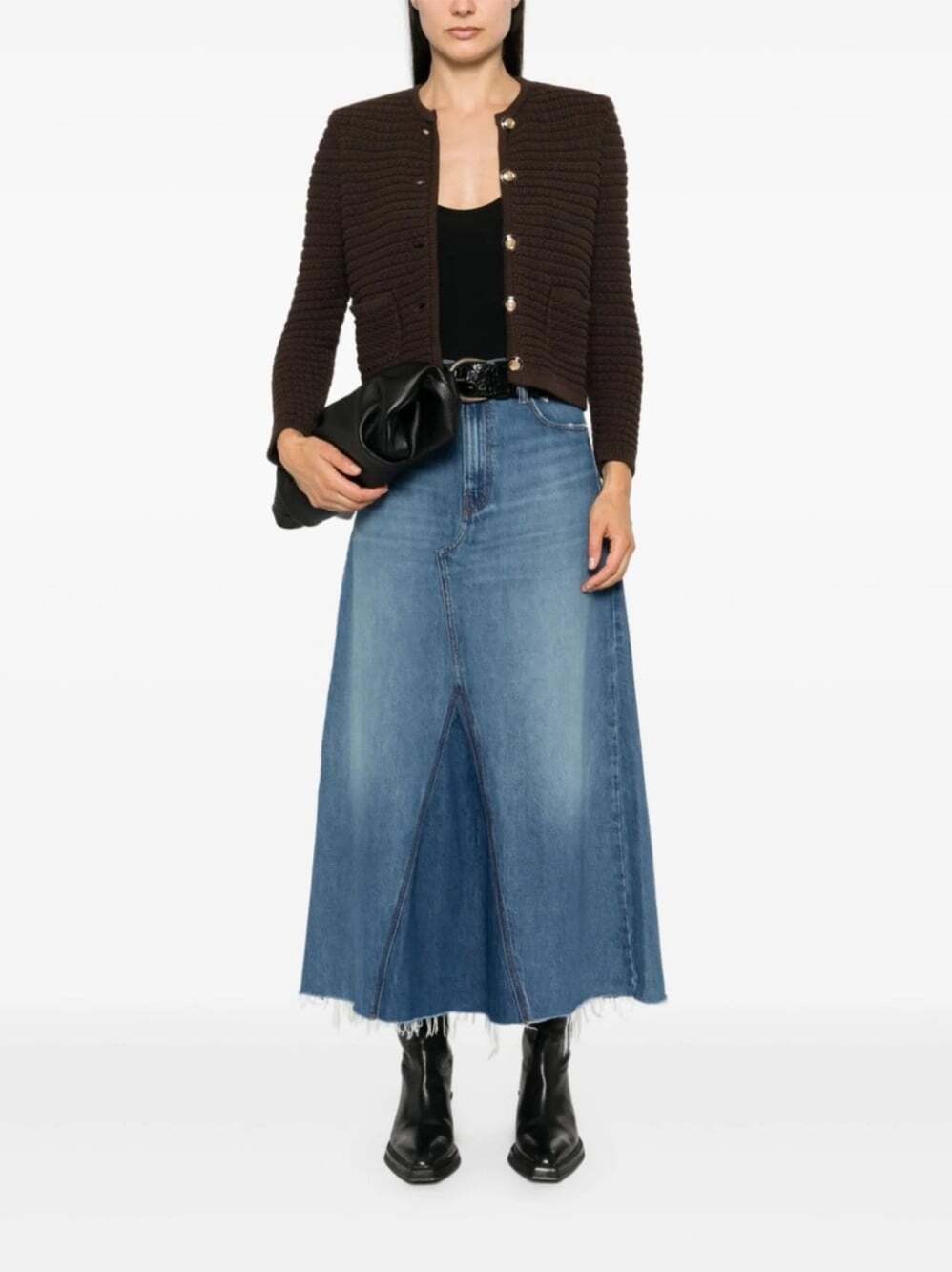 Frame Women's 23 The Dorothy Mid-Rise Midi A-Line Denim Skirt In Slowpoke